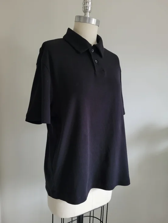 ZARA black jersey knit polo golf shirt with short sleeves - Picture 5 of 10